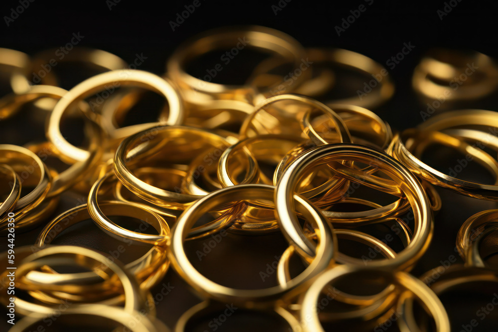 shiny yellow metal rings background .Neural network AI generated. shiny yellow metal rings background .Neural network AI generated.