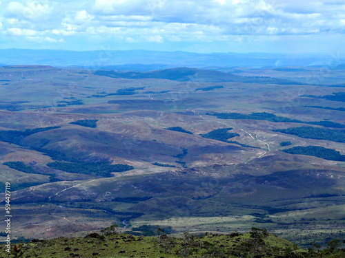 View of the savannah below Mount Roraima in Venezuela