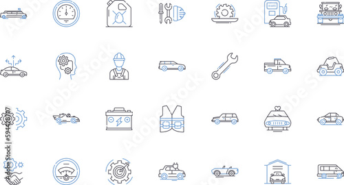 Complaints department line icons collection. Grievances, Feedback, Dissatisfaction, Issues, Concerns, Problems, Dissent vector and linear illustration. Displeasure,Criticism,Discontent outline signs