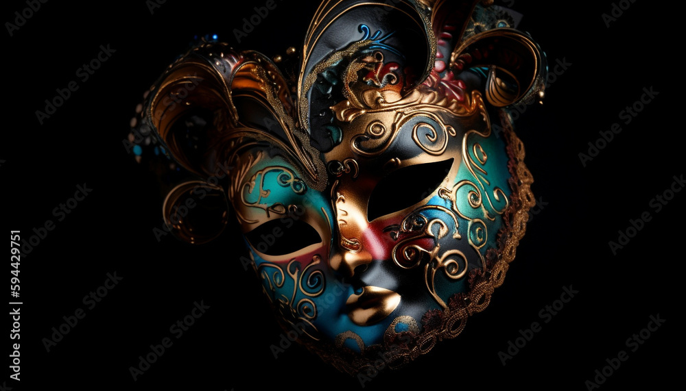 Abstract elegance and mystery in gold costume generated by AI Abstract elegance and mystery in gold costume generated by AI