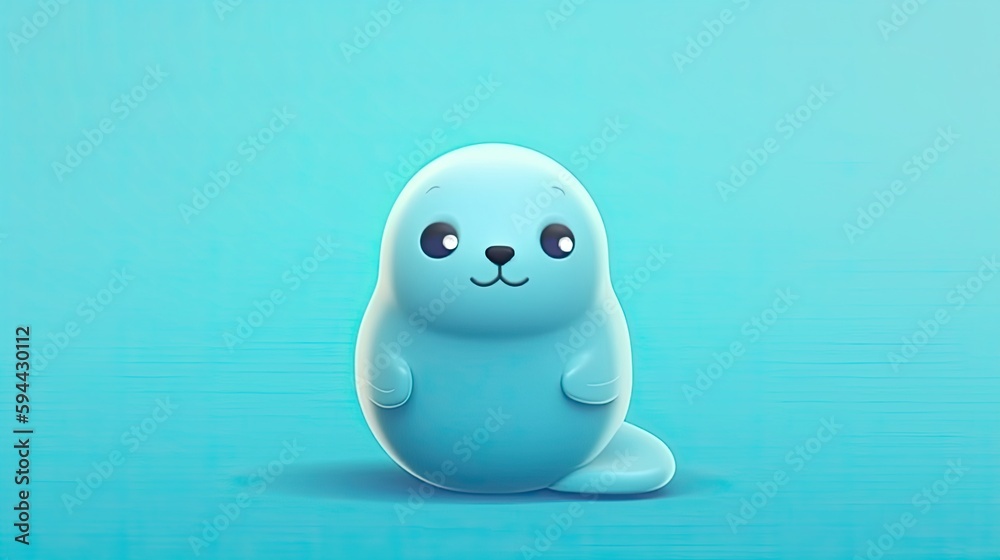Cute cartoon seal on a blue background. Generative ai isolated animated seal Cute cartoon seal on a blue background. Generative ai isolated animated seal