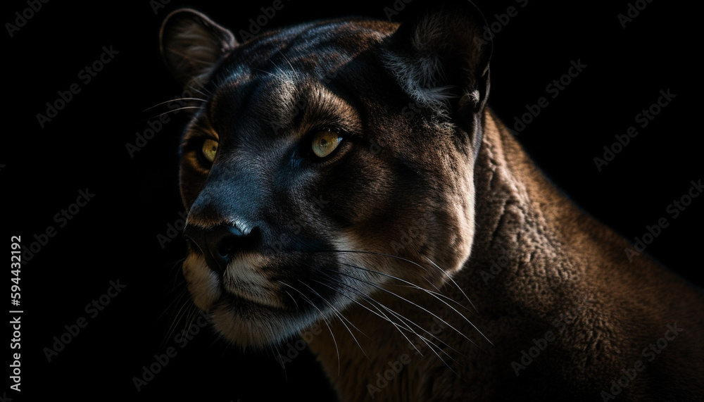 Big cat stares fiercely, beauty in nature generated by AI Big cat stares fiercely, beauty in nature generated by AI