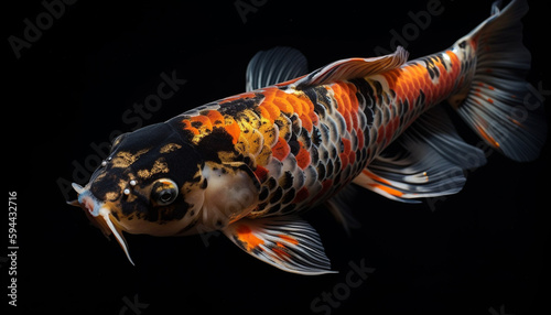 Elegant koi carp swims in colorful pond generated by AI