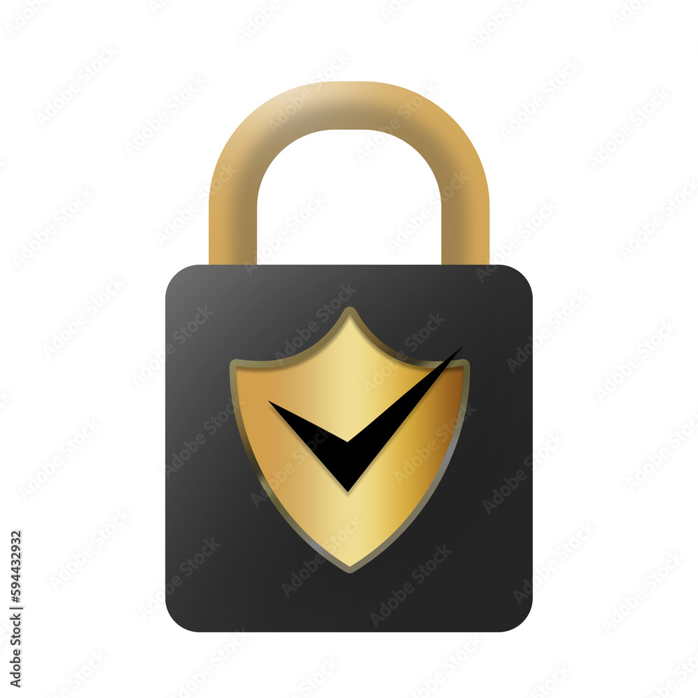 black lock gold shield and correct mark security black lock gold shield and correct mark security