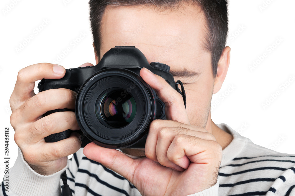 Closeup of a Man Taking Pictures