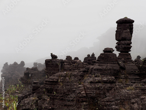 Rocks and mist on top of Mount Roraima, Venezuela