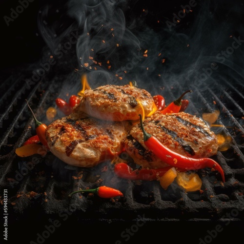 grilled meat with pepper, generate ai