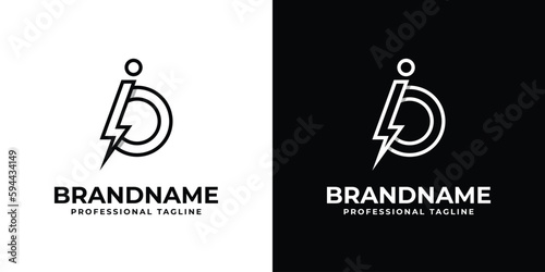 Letter IO Thunderbolt Logo, suitable for any business with IO or OI initials.