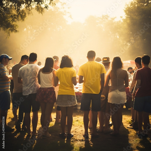 group of people at sunset