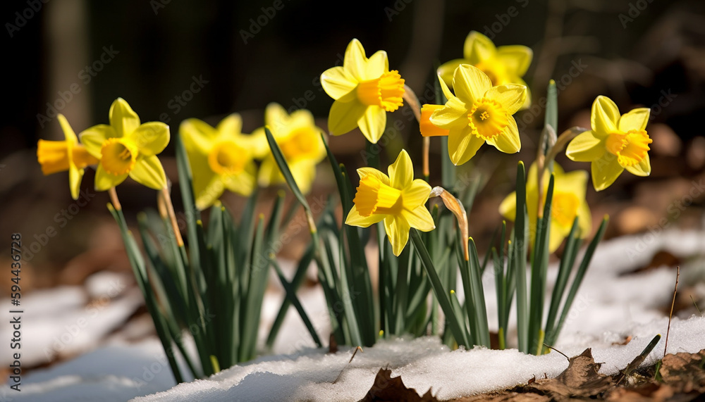Naklejka premium A vibrant bouquet of springtime flowers shines brightly generated by AI