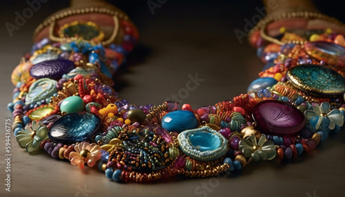 Multicolored jewelry elegance and beauty in a bead generated by AI