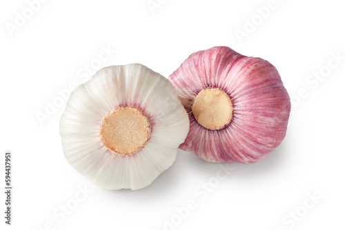 Raw garlic. Raw young garlic heads isolated on a white
