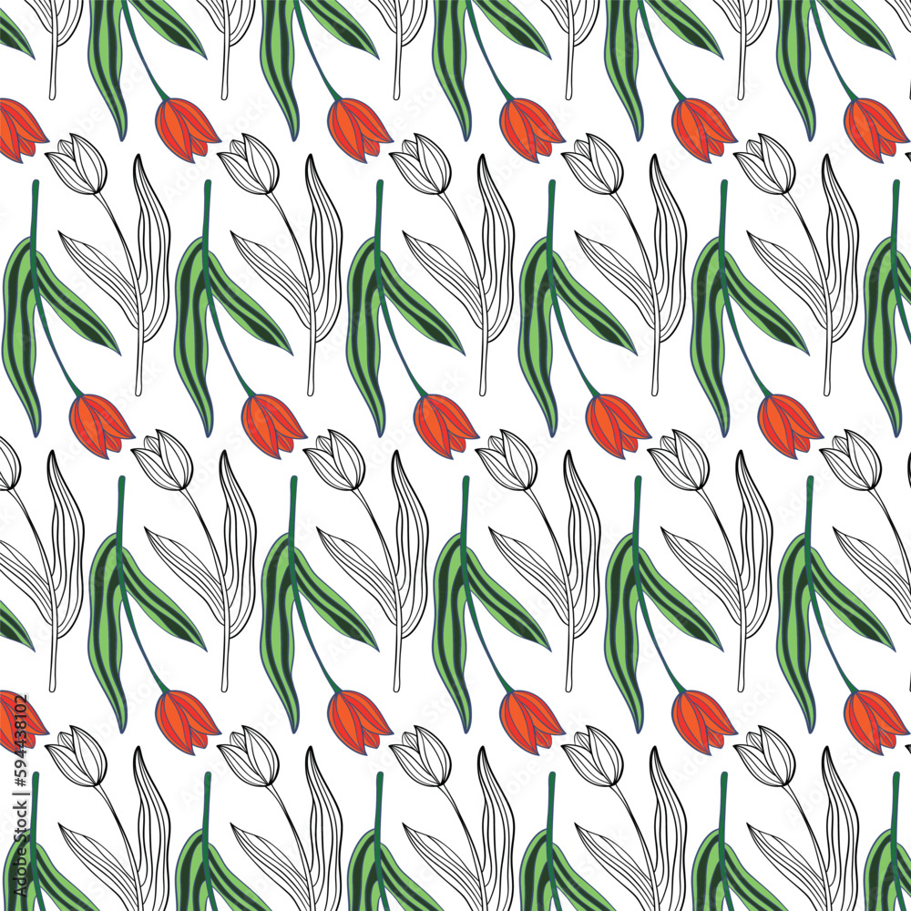 Obraz premium seamless pattern with tulips