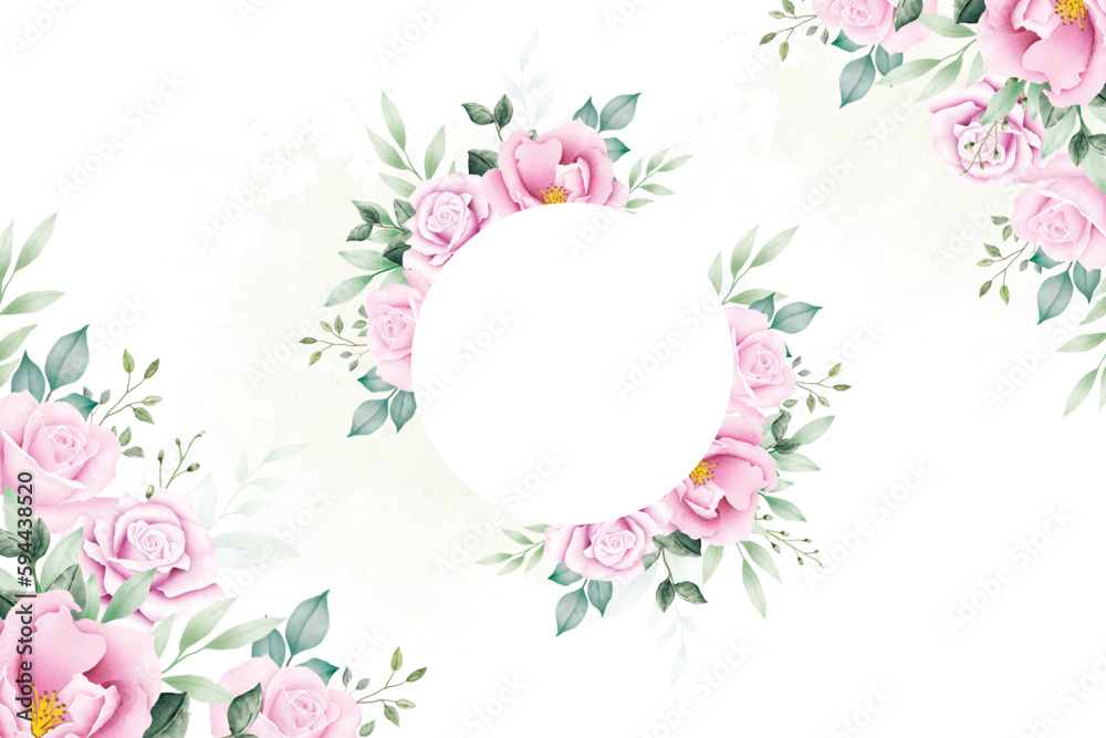 hand drawn floral and leaves wreath background design hand drawn floral and leaves wreath background design