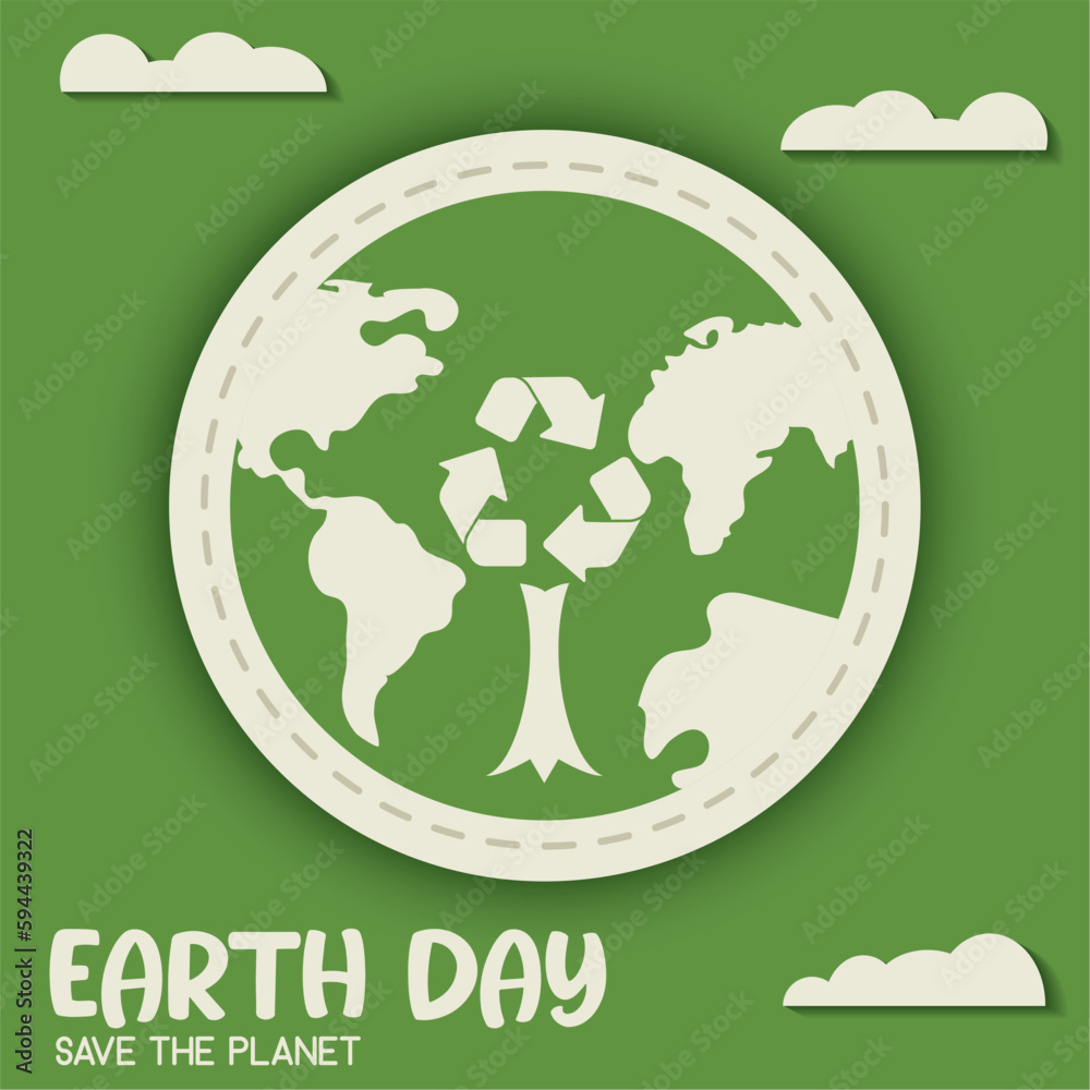 Isolated planet earth with tree and recyclable symbol Earth day poster Vector Isolated planet earth with tree and recyclable symbol Earth day poster Vector