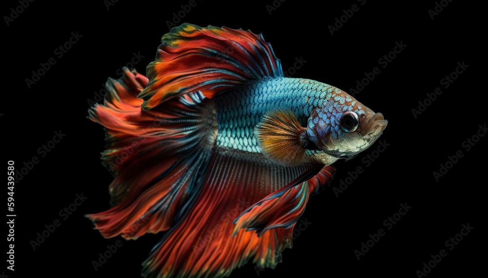 Fiery Siamese fighting fish swims in water generated by AI Fiery Siamese fighting fish swims in water generated by AI