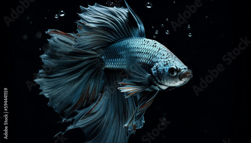 Fierce  multi colored Siamese fighting fish swim underwater generated by AI