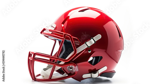 Red American football helmet isolated on a white background. Generative Ai