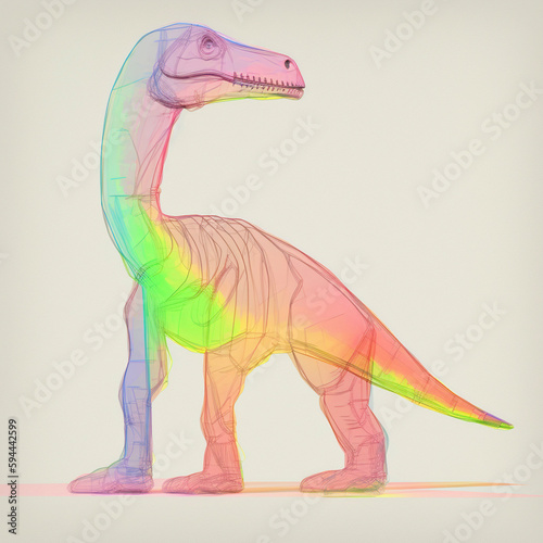 Colorful Neon Dinosaur Drawing Generative AI © Kelly Cree