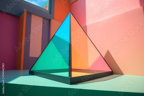 Pyramid Pastel Colorful Architecture Patio Terrace Rooftop Generative AI