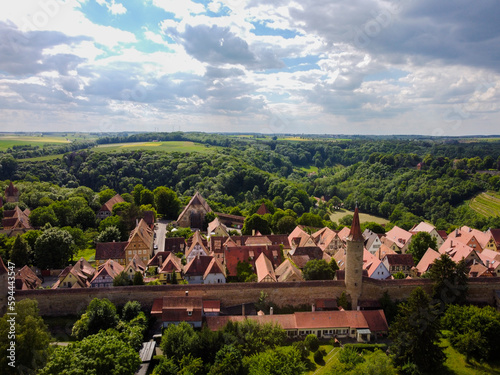 Rothenburg Tauber Aerial view, Bavaria, Bayern. Germany by drone. photo