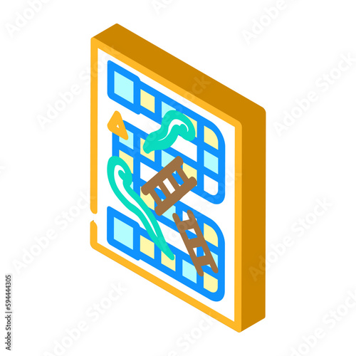 snakes and ladders game board table isometric icon vector illustration