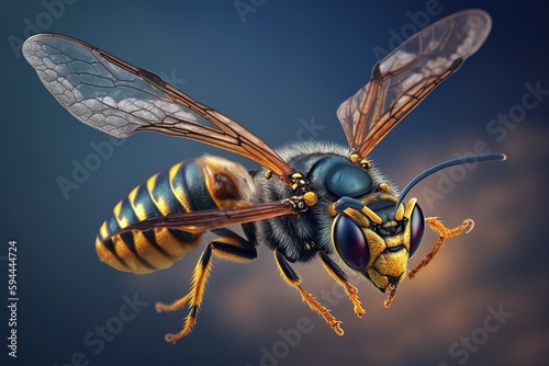 Macro portrait of a wasp. Ai generated. © Joaquin Corbalan