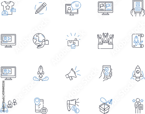 Push line icons collection. Shove, Propel, Thrust, Nudge, Press, Force, Prod vector and linear illustration. Drive,Impel,Exert outline signs set