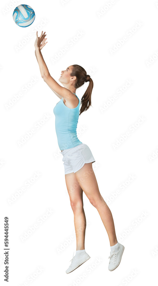 Sporty young woman in blue shirt with ball isolated on white background Sporty young woman in blue shirt with ball isolated on white background
