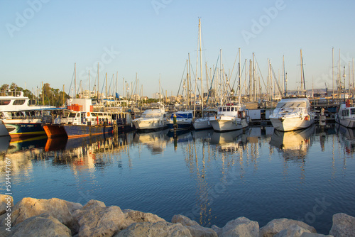 Beautiful view of the yacht parking Larnaca  Cyprus