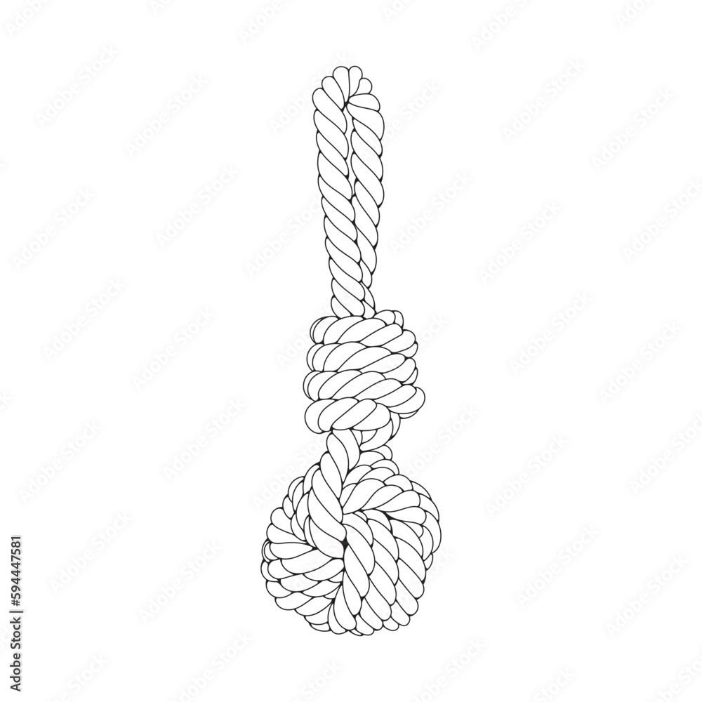 Rope Knots Borders Black Thin Line art Design Element. Vector ...