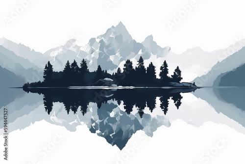 Lake Reflection Landscape AI Generated