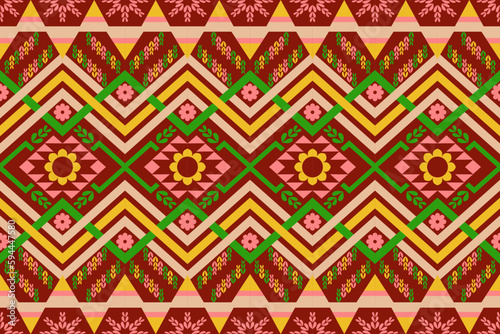 Colorful geometric ethnic seamless pattern designed for background  wallpaper  traditional clothing  carpet  curtain  and home decoration.