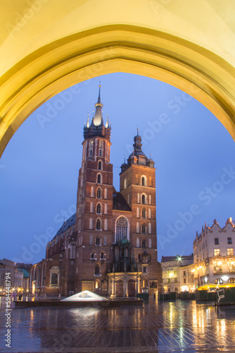 Beautiful view of the Church of the Assumption of the Blessed Virgin Mary  St. Mary s Church  in Krakow  Poland