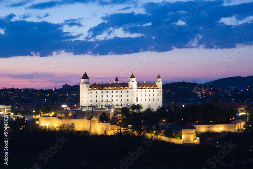 Photography Beautiful view of the Bratislava castle on the banks of the Danube in the old to