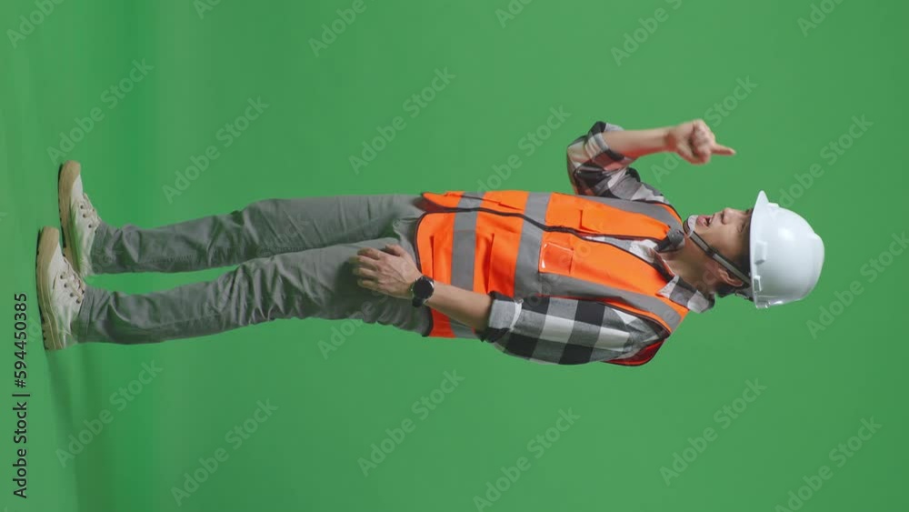 Engineer Shut Up Full Body Side View Of Angry Asian Male Engineer With Safety Helmet ...
