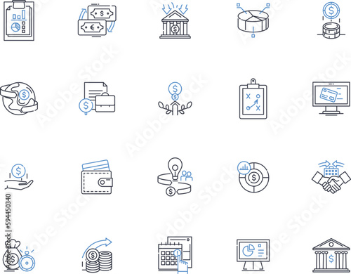 Trading line icons collection. Stocks, Forex, Commodities, Futures, Bullish, Bearish, Options vector and linear illustration. Margin,Leverage,Pips outline signs set