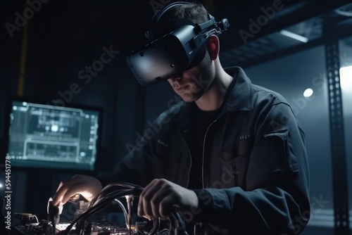 Scientist in a futuristic lab using virtual reality Generative AI 