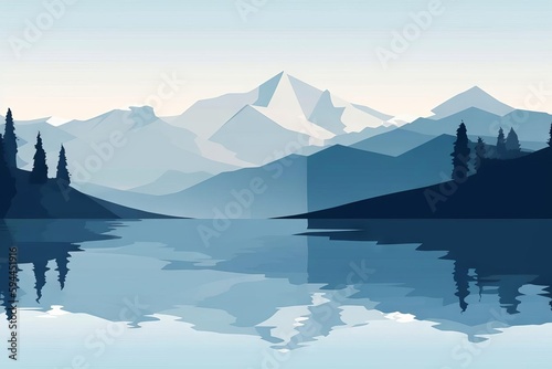 Lake Reflection Landscape AI Generated