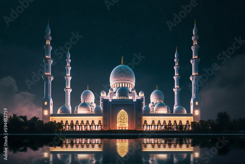 Ramadan poster with a photo of beautiful lantern decoration. Islamic greetings Ramadan Kareem card design background with beautiful gold.