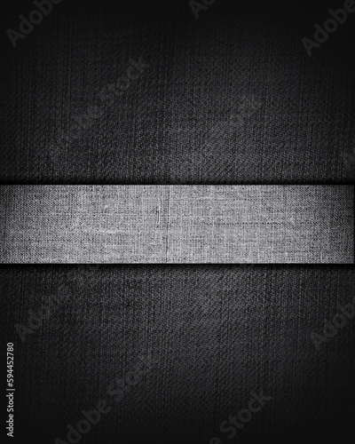 grunge black fabric with gray bar as vintage background for insert text or design