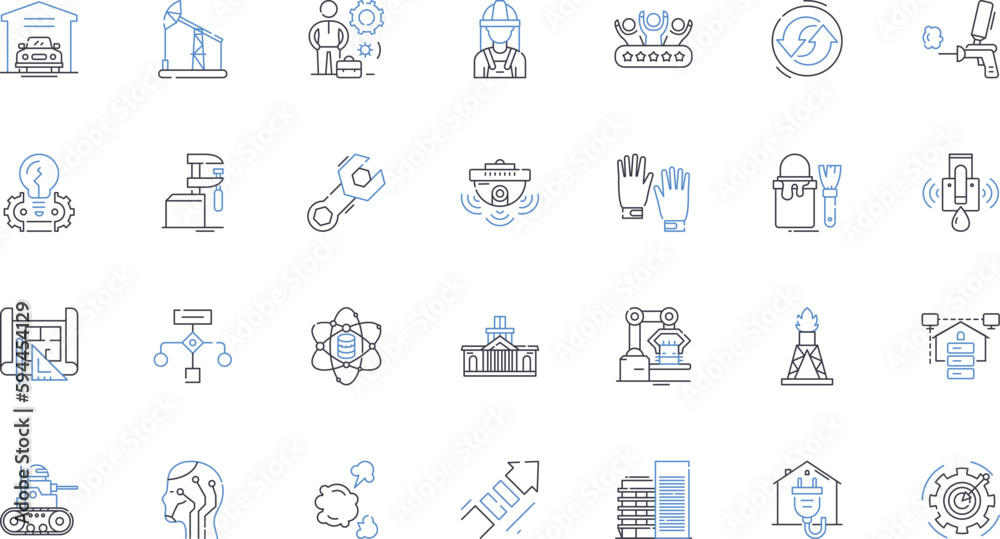 Construction companies line icons collection. Builders, Contractors, Developers, Renovators, Architects, Engineers, Excavators vector and linear illustration. Foundation,Framing,Masonry outline signs