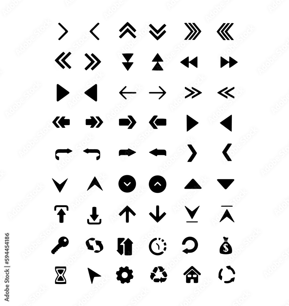 Arrow icons in trendy flat style for Business, e-commerce, finance, and accounting. Arrow icons in trendy flat style for Business, e-commerce, finance, and accounting.
