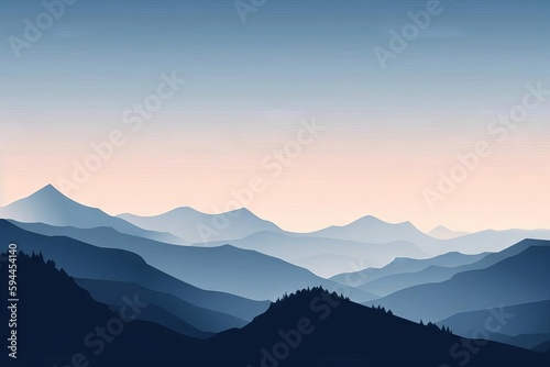 Distant Mountain Peaks Painting  AI Generated