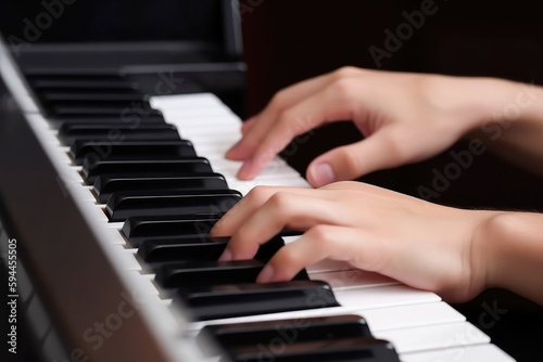 Musician Playing a Piano. Close Up Shot. Generative AI