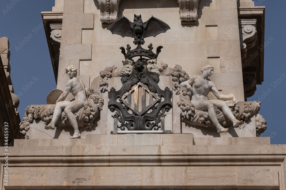 Obraz premium Valencia City Hall (Ayuntamiento de Valencia) built in an eclectic style in the 18th century is located on Valencia central Plaza del Ayuntamiento. VALENCIA, SPAIN.