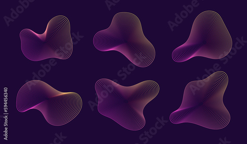 Dynamic amorphous shapes, abstract fluid forms with gradient, liquid shape made of lines with blend effect. Vector modern design elements. photo