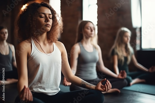 A group of women in a yoga class