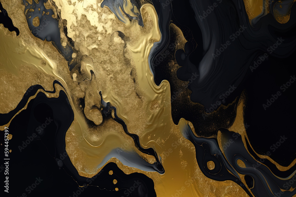 Luxury abstract background liquid black and gold marble texture. Created with Generative AI Technology Luxury abstract background liquid black and gold marble texture. Created with Generative AI Technology