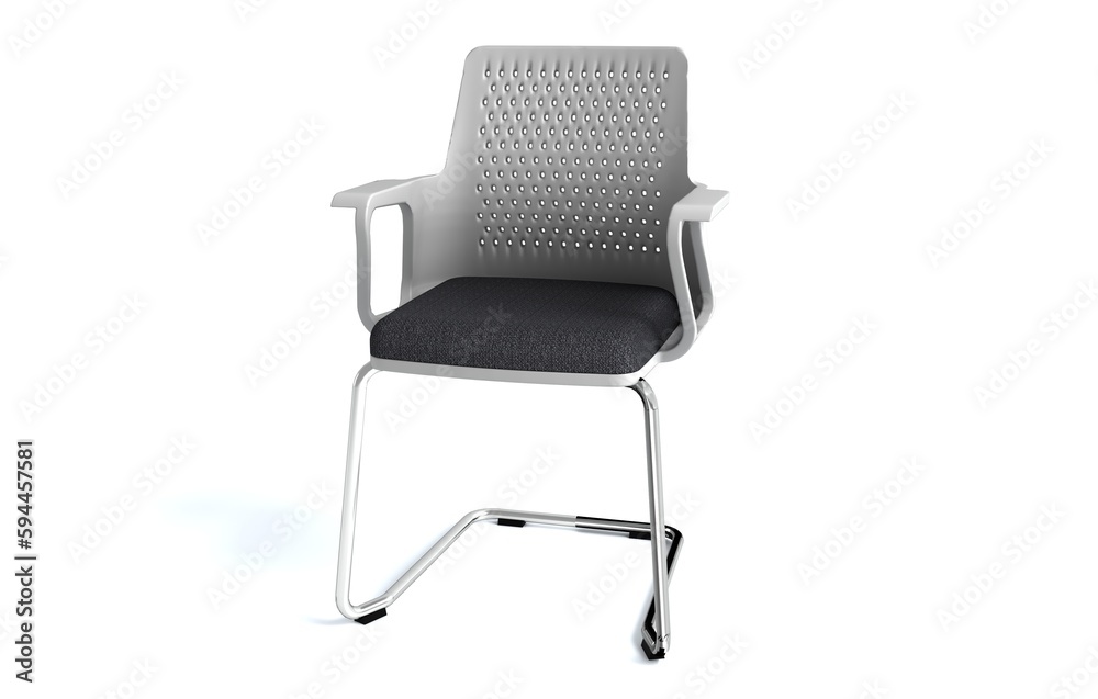 Modern design, plastic office chair isolated on white background. 3d rendering. Modern design, plastic office chair isolated on white background. 3d rendering.